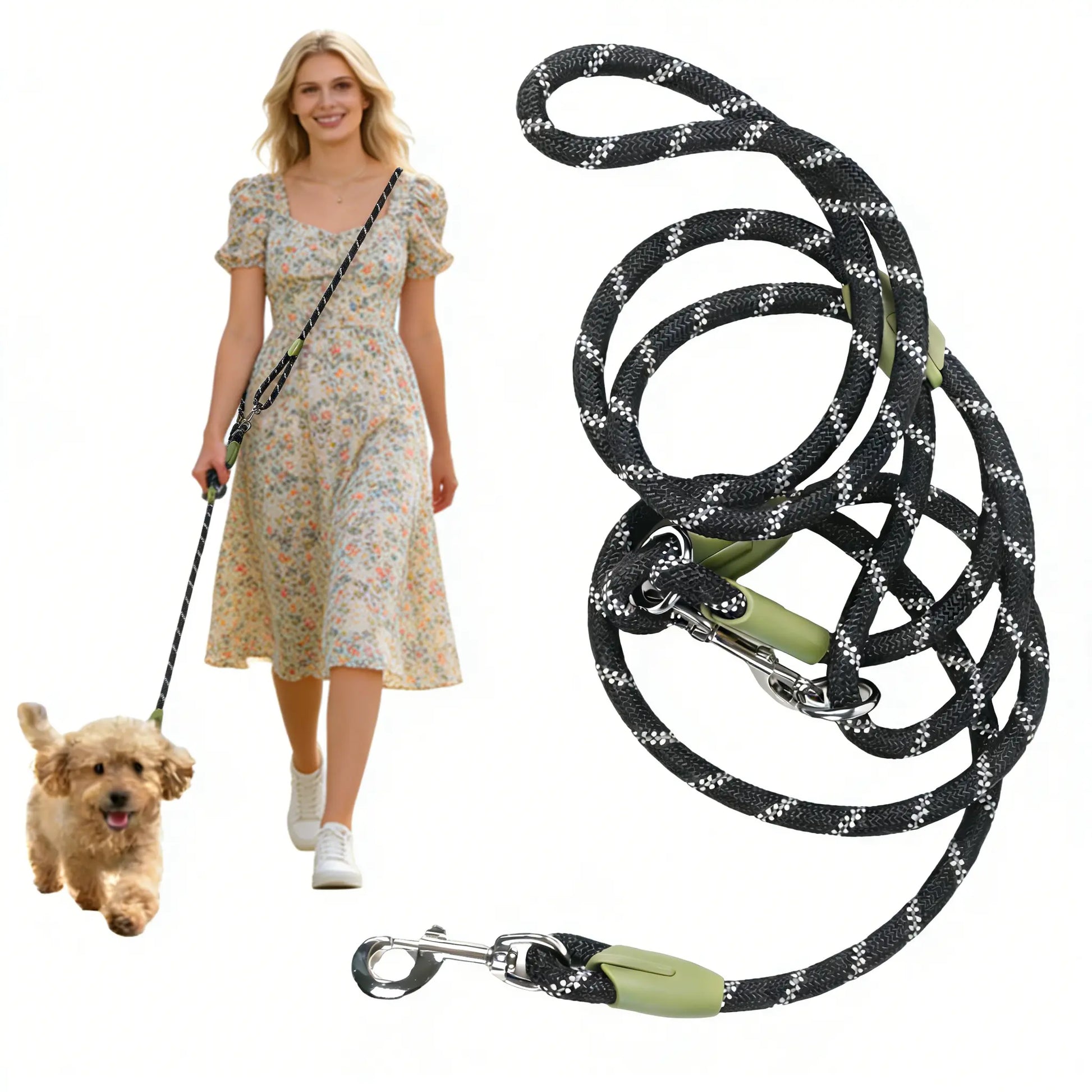 Multifunctional Hands-Free Dog Leash - Heavy-Duty Reflective Crossbody Walking Belt for Hiking and Training Small to Large Dogs