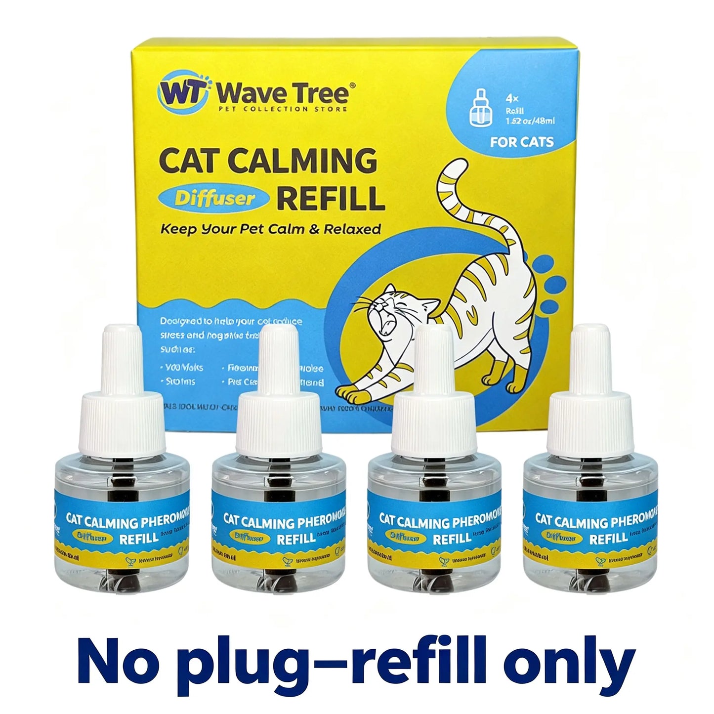 Wavetree Cat Calming Diffuser Kit - 60-Day Supply with Starter Kit and Refill | Supports Stress Relief, Urine Marking, Scratching, Excessive Meowing, and Multi-Cat Environments | Results May Vary