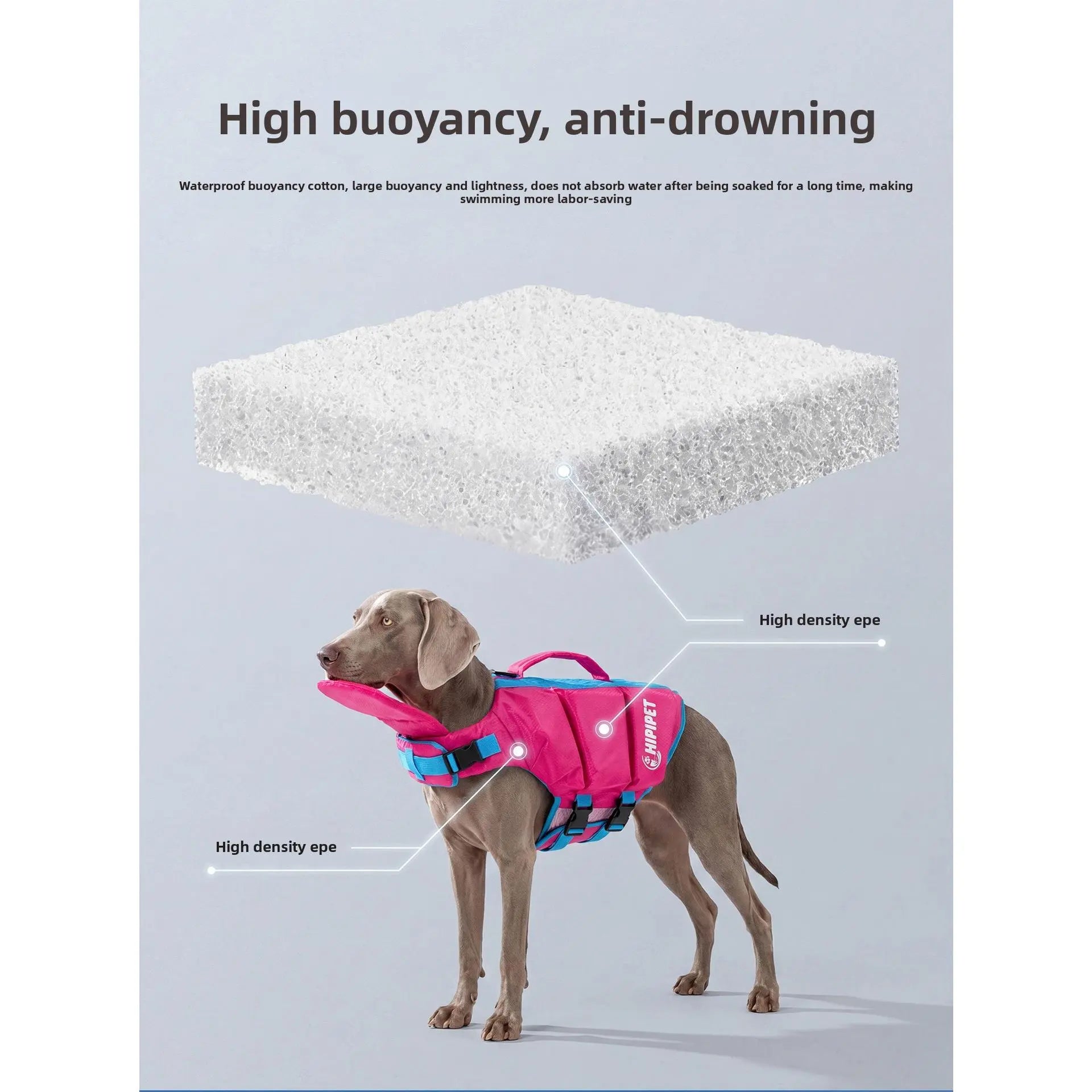 Dog Life Jacket - High-Visibility Pet Safety Gear with Quick-Dry Fabric and Head Support for Enhanced Water Safety in Pool and Lake Activities