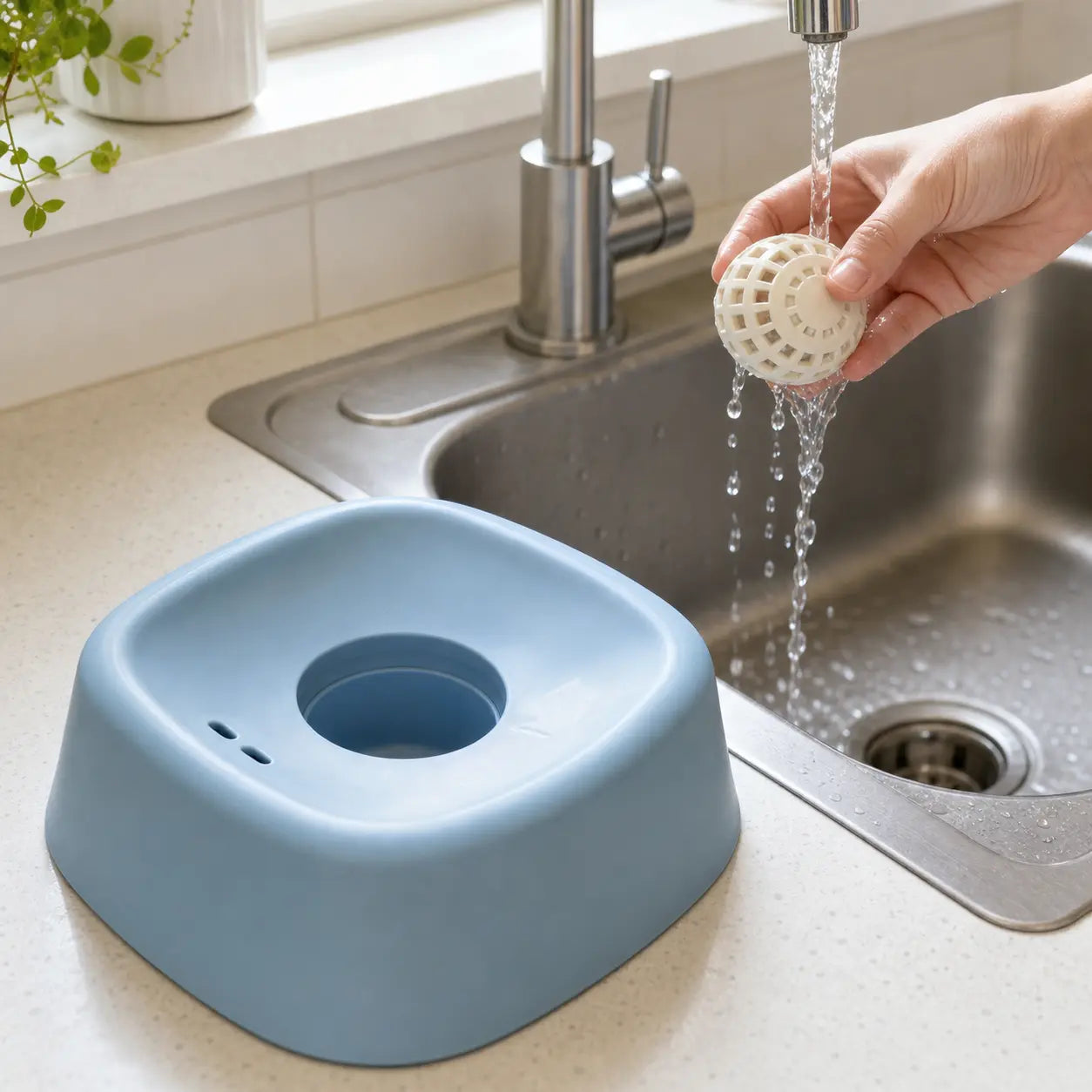 Slow Feeder Dog Bowl with Rotating Lick Ball for Yogurt, Wet Food, and Treats