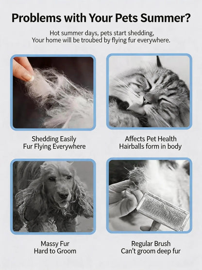 Professional Pet Deshedding Brush - Compact Undercoat Rake for Long-Haired Dogs and Cats, Effective Dematting and Grooming Tool for Fast Fur Removal