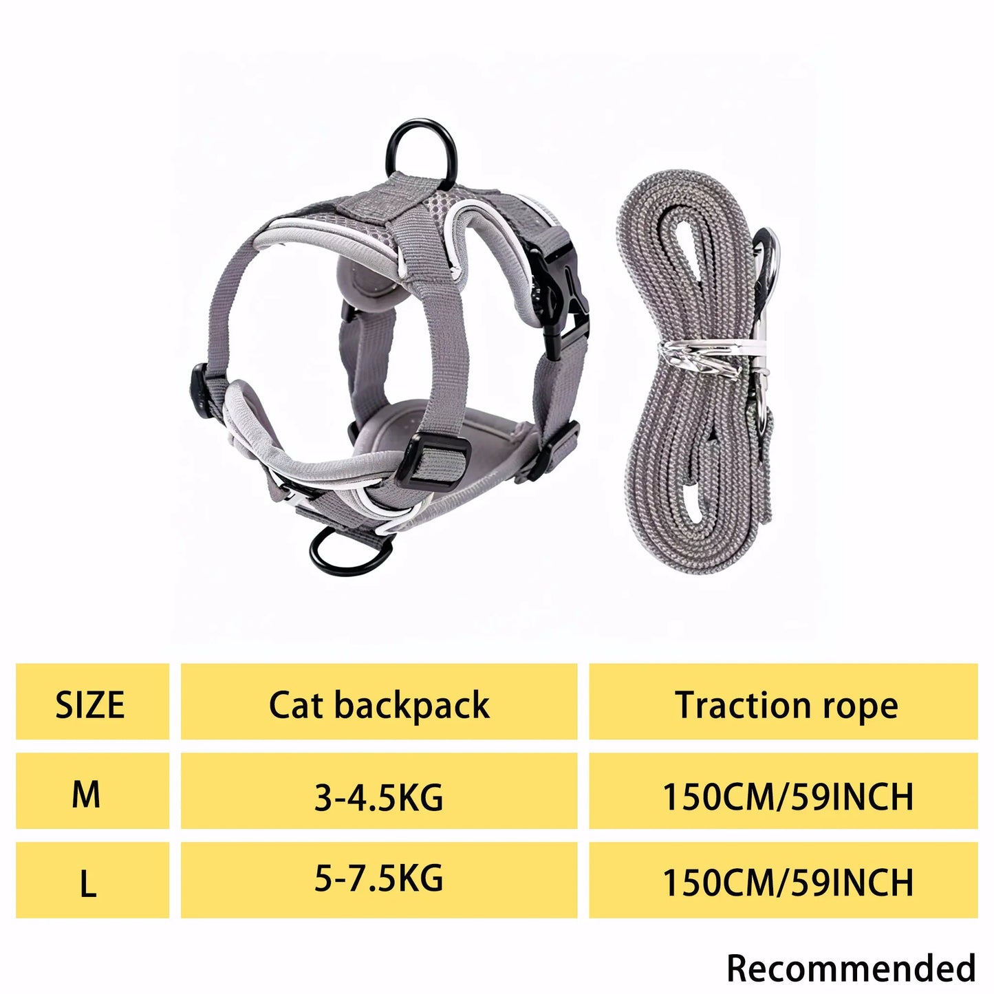 Escape-Proof Cat Harness and Leash Set - Adjustable, Comfortable, and Breathable with Reflective Strip and Soft Mesh Vest for Safe Walking, Includes Summer Version