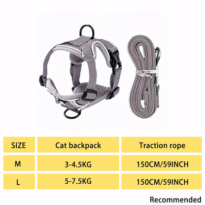 Escape-Proof Cat Harness and Leash Set - Adjustable, Comfortable, and Breathable with Reflective Strip and Soft Mesh Vest for Safe Walking, Includes Summer Version