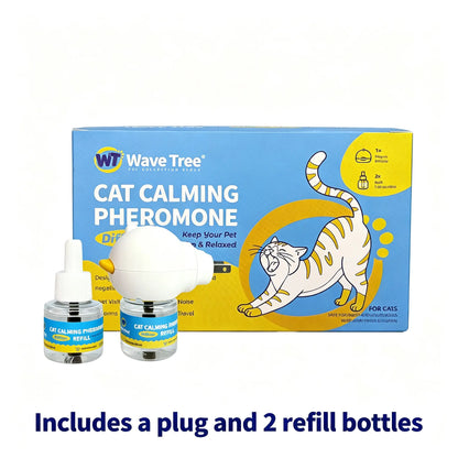 Wavetree Cat Calming Diffuser Kit - 60-Day Supply with Starter Kit and Refill | Supports Stress Relief, Urine Marking, Scratching, Excessive Meowing, and Multi-Cat Environments | Results May Vary