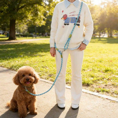 Multifunctional Hands-Free Dog Leash - Heavy-Duty Reflective Crossbody Walking Belt for Hiking and Training Small to Large Dogs