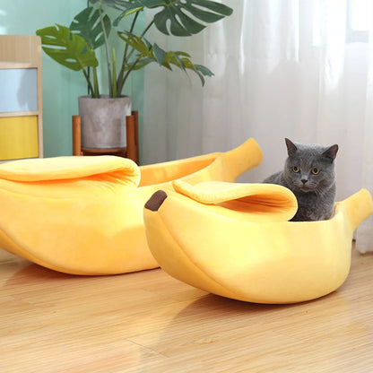 Cozy Banana Cat Bed House - Durable and Portable Pet Basket for Cats and Small Dogs