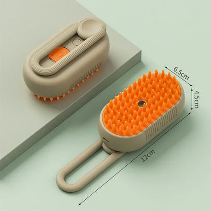 3-in-1 Steam Spray Massage Brush for Pets - Foldable Rotating Hair Removal Comb