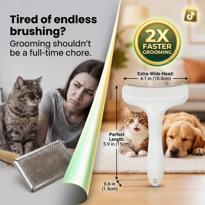 Professional Pet Deshedding Brush - Compact Undercoat Rake for Long-Haired Dogs and Cats, Effective Dematting and Grooming Tool for Fast Fur Removal