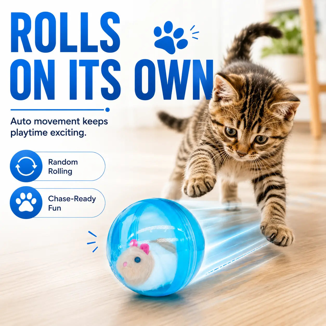 Smart Cat Toy: USB Rechargeable Auto-Rolling Ball for Hands-Free Indoor Play