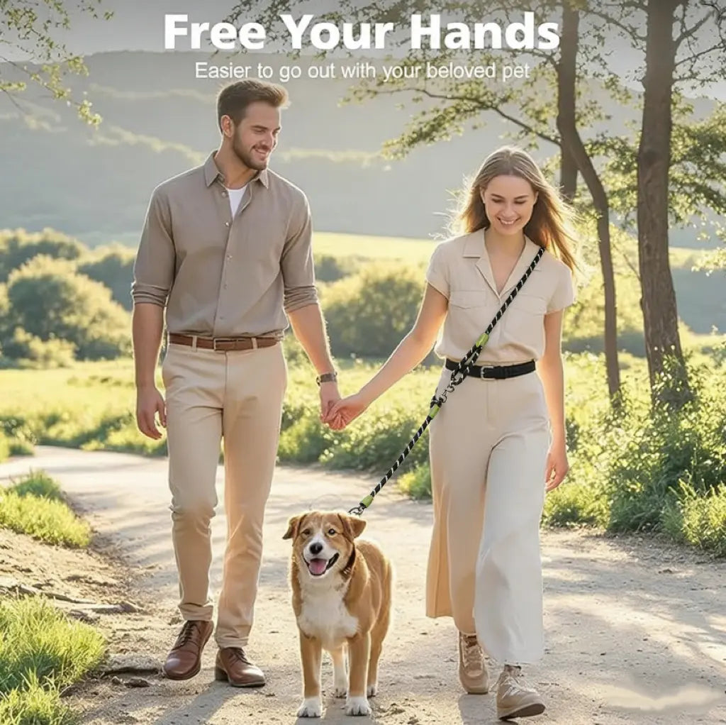 Multifunctional Hands-Free Dog Leash - Heavy-Duty Reflective Crossbody Walking Belt for Hiking and Training Small to Large Dogs