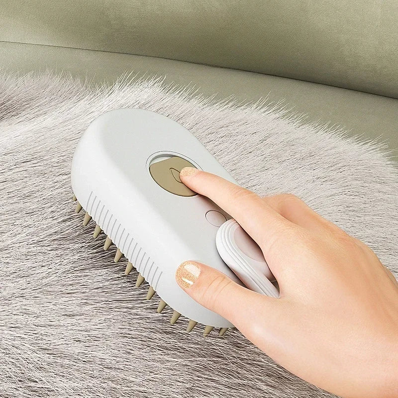 3-in-1 Steam Spray Massage Brush for Pets - Foldable Rotating Hair Removal Comb