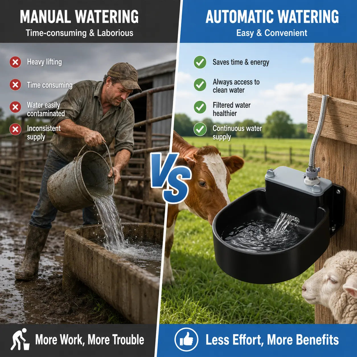 Farmparadise Automatic Dog Water Bowl and Livestock Water Dispenser with Float Valve, Filter, Hose, and Adapter for Goats, Horses, and Chickens