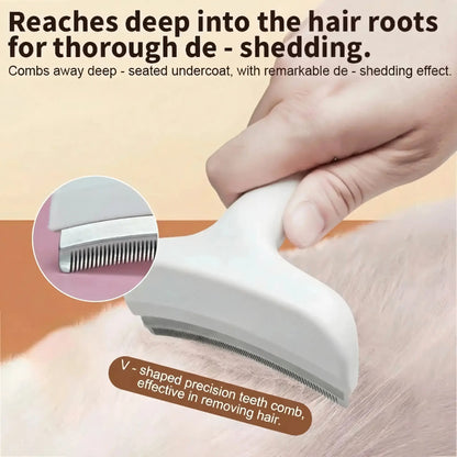 Professional Pet Deshedding Brush - Compact Undercoat Rake for Long-Haired Dogs and Cats, Effective Dematting and Grooming Tool for Fast Fur Removal