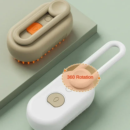 3-in-1 Steam Spray Massage Brush for Pets - Foldable Rotating Hair Removal Comb