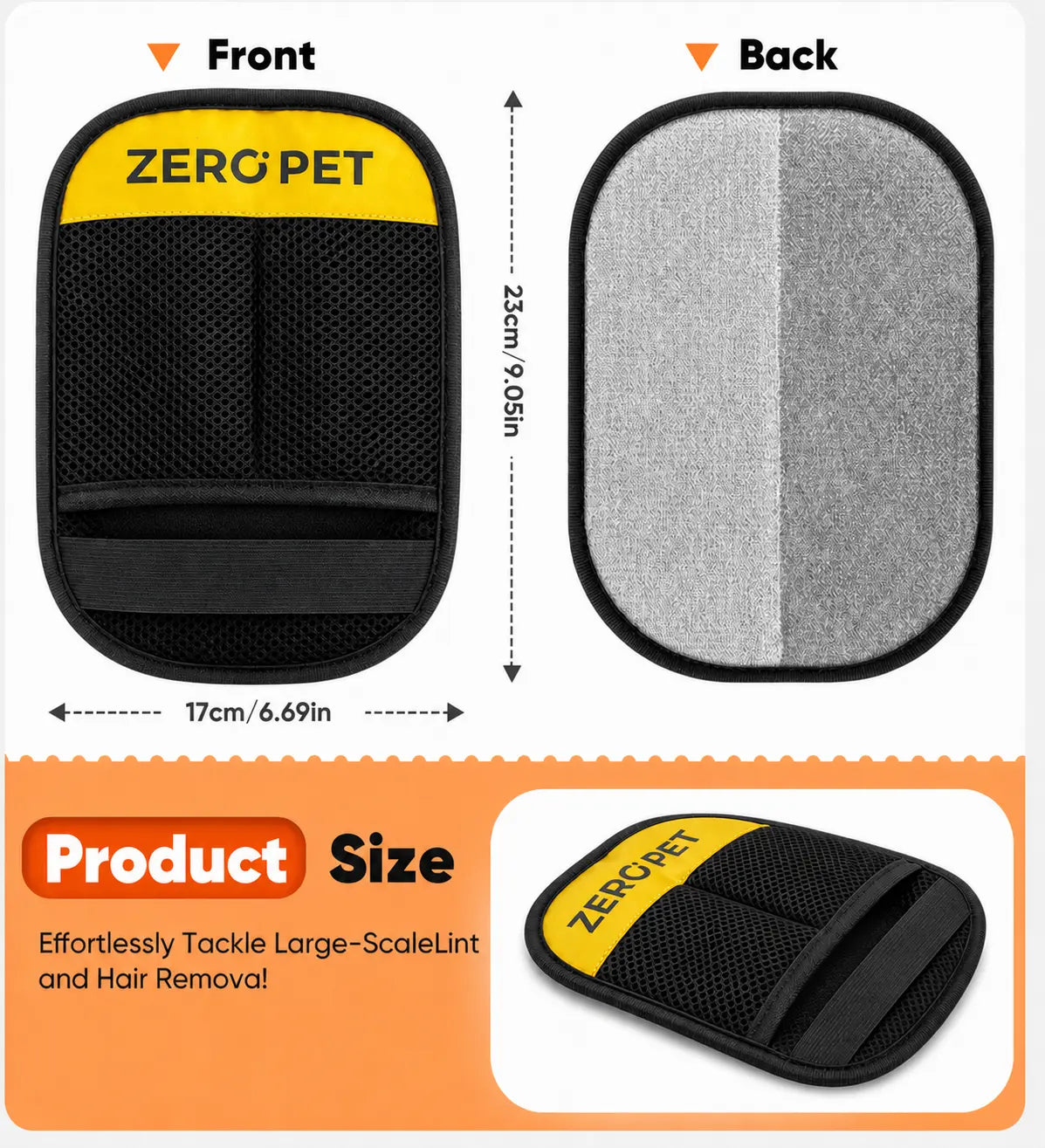 Reusable Pet Hair Removal Mitt for Upholstery, Carpets, and Vehicle Interiors
