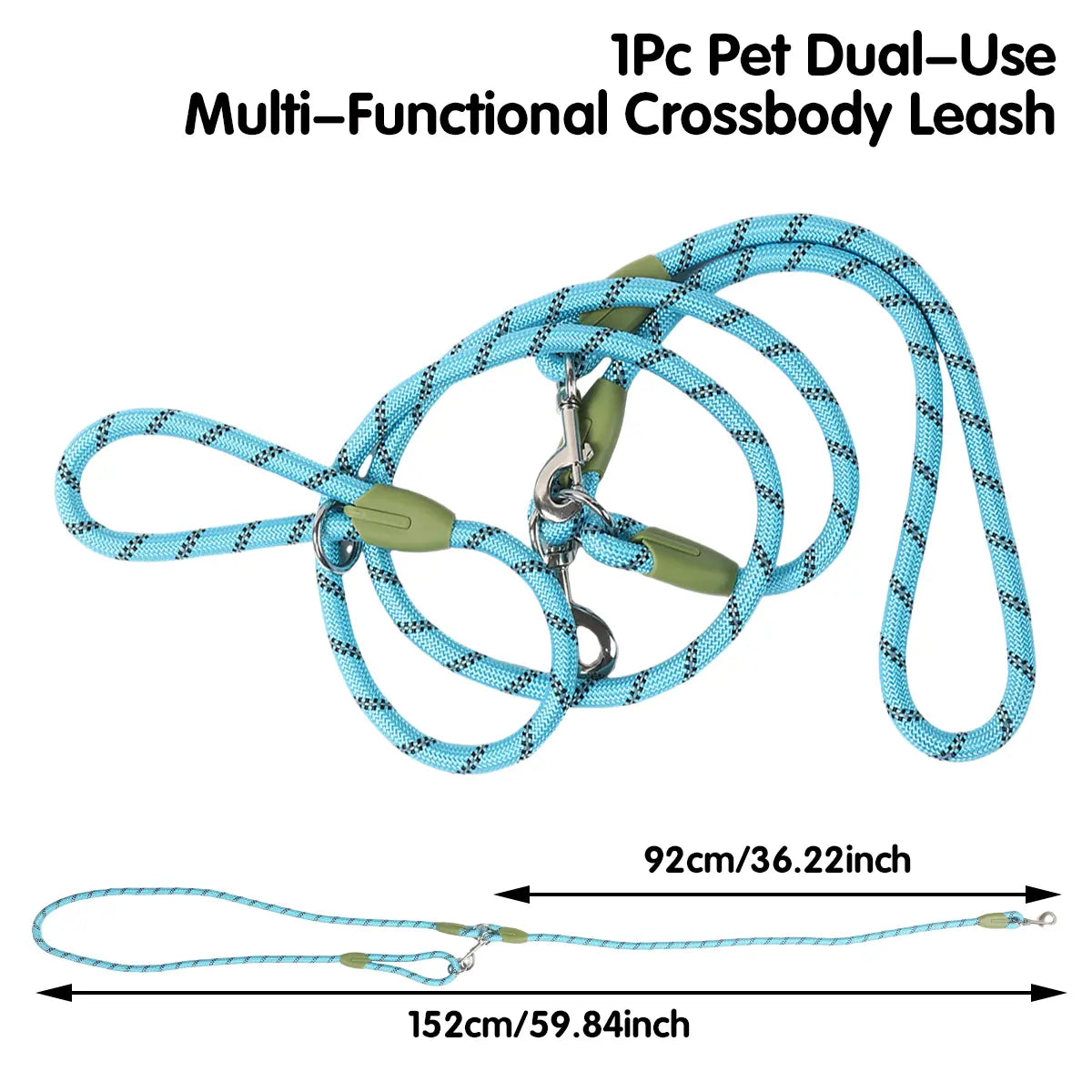 Multifunctional Hands-Free Dog Leash - Heavy-Duty Reflective Crossbody Walking Belt for Hiking and Training Small to Large Dogs