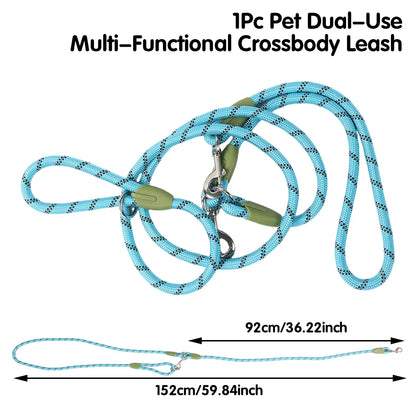Multifunctional Hands-Free Dog Leash - Heavy-Duty Reflective Crossbody Walking Belt for Hiking and Training Small to Large Dogs