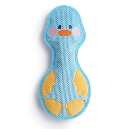 Duck Squeaky Dog Toy - Dual Layer Plush Toy for Aggressive Chewers, Durable Teething and Comfort Toy in Yellow/Blue