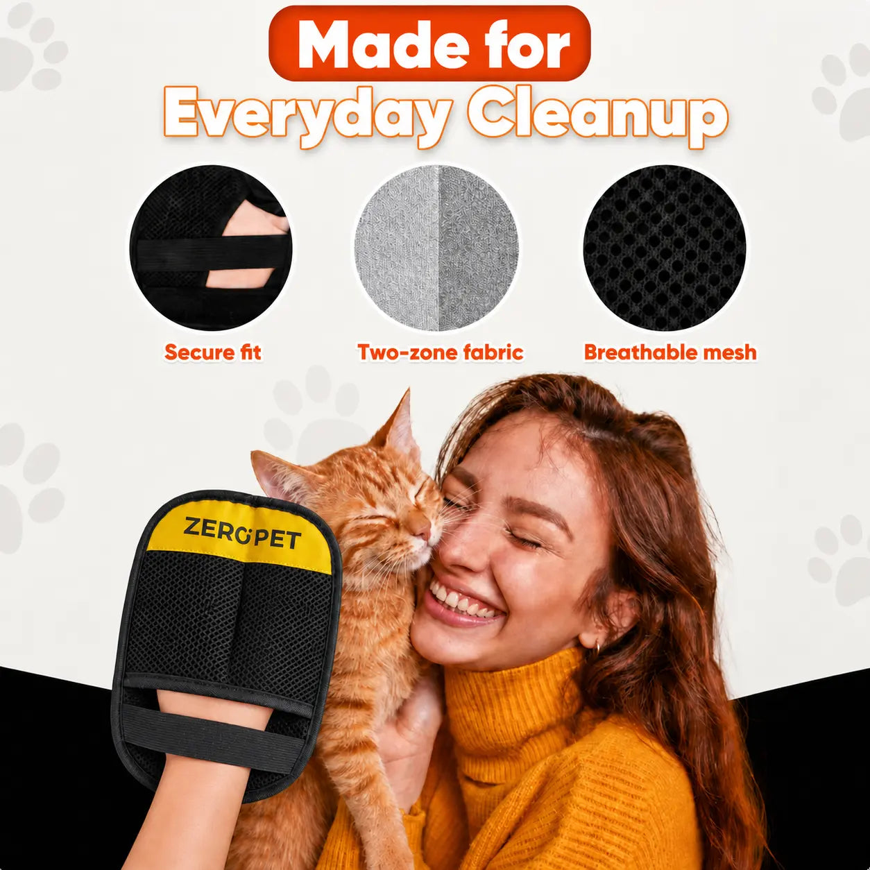 Reusable Pet Hair Removal Mitt for Upholstery, Carpets, and Vehicle Interiors