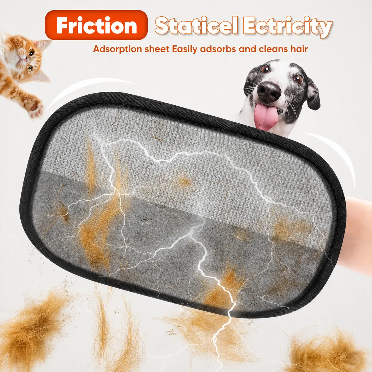 Reusable Pet Hair Removal Mitt for Upholstery, Carpets, and Vehicle Interiors
