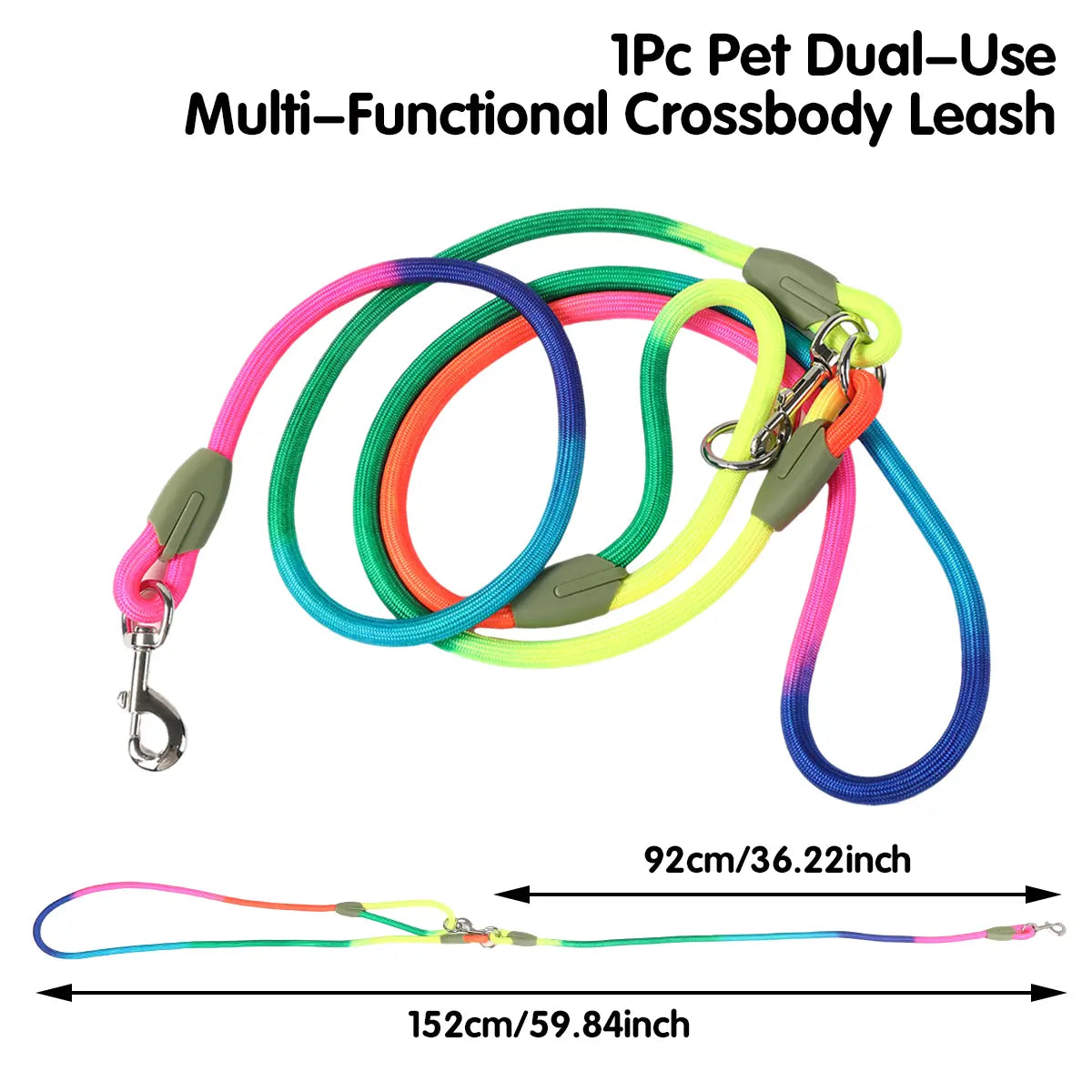 Multifunctional Hands-Free Dog Leash - Heavy-Duty Reflective Crossbody Walking Belt for Hiking and Training Small to Large Dogs