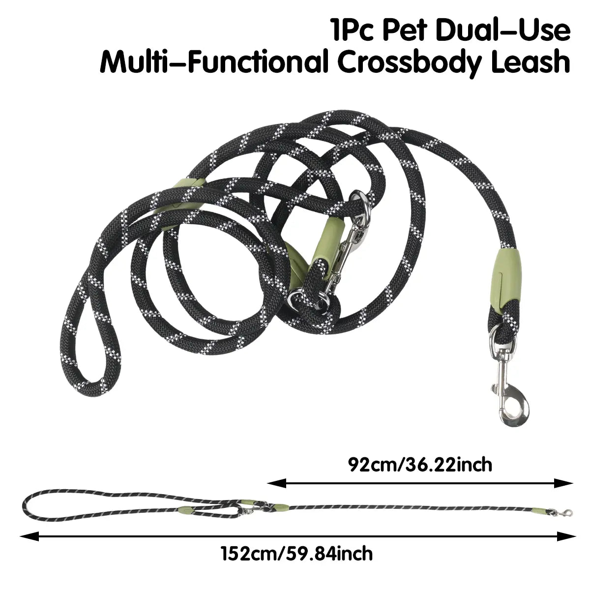 Multifunctional Hands-Free Dog Leash - Heavy-Duty Reflective Crossbody Walking Belt for Hiking and Training Small to Large Dogs