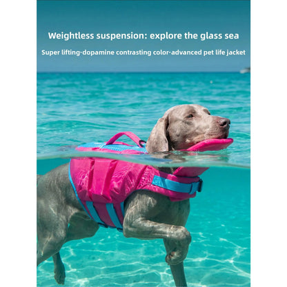 Dog Life Jacket - High-Visibility Pet Safety Gear with Quick-Dry Fabric and Head Support for Enhanced Water Safety in Pool and Lake Activities