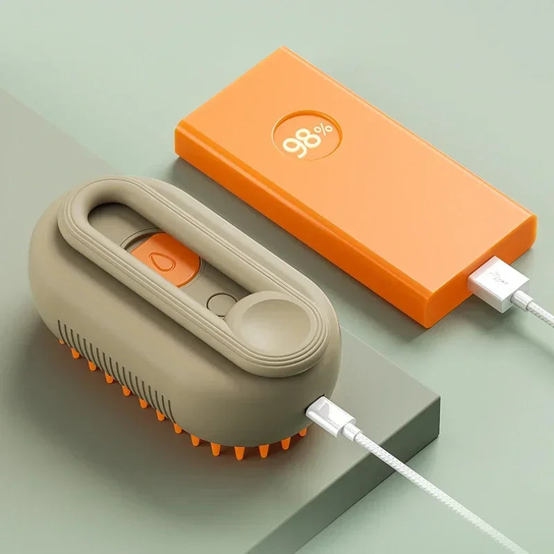 3-in-1 Steam Spray Massage Brush for Pets - Foldable Rotating Hair Removal Comb