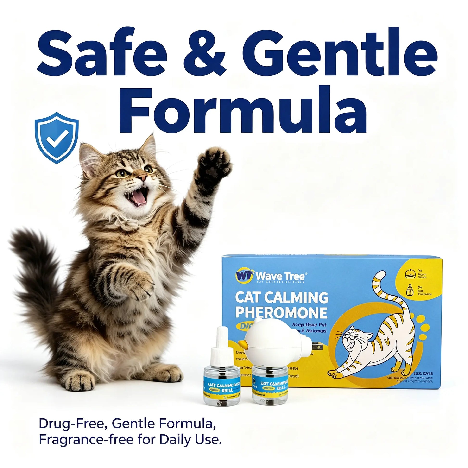 Wavetree Cat Calming Diffuser Kit - 60-Day Supply with Starter Kit and Refill | Supports Stress Relief, Urine Marking, Scratching, Excessive Meowing, and Multi-Cat Environments | Results May Vary