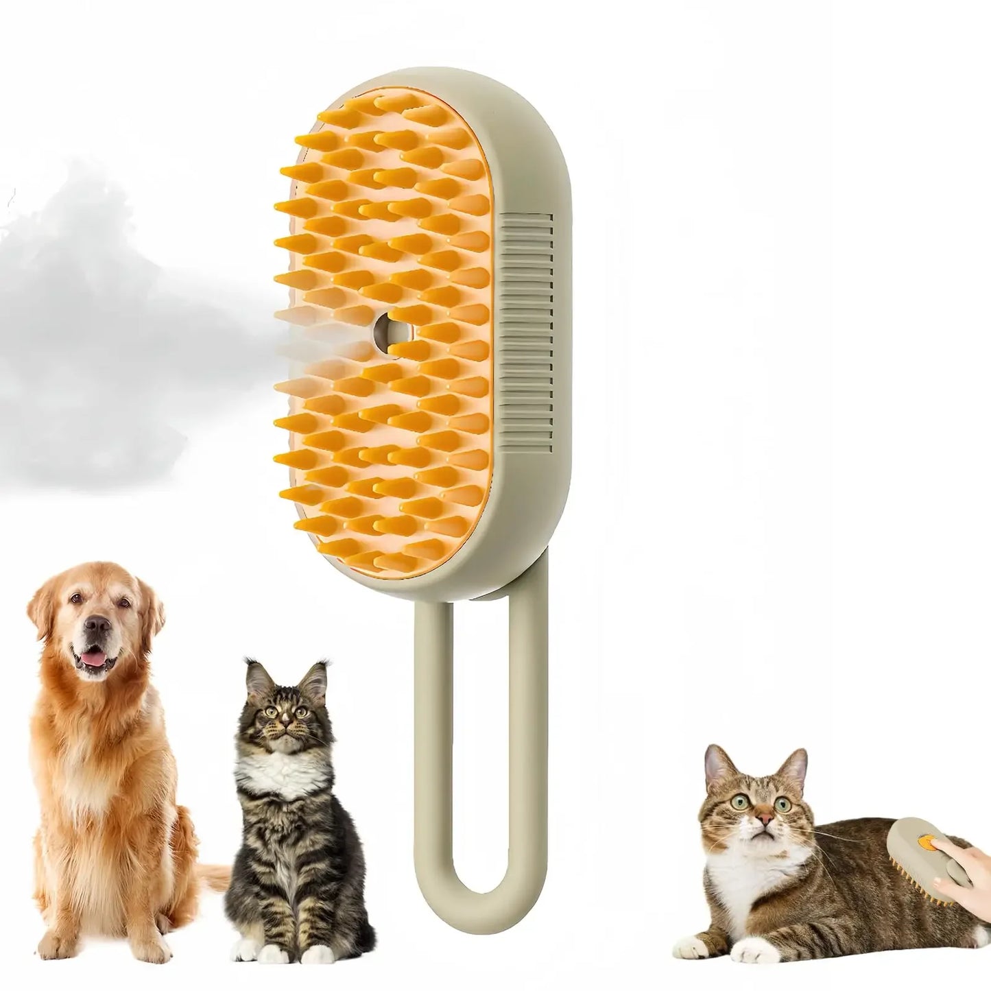 3-in-1 Steam Spray Massage Brush for Pets - Foldable Rotating Hair Removal Comb
